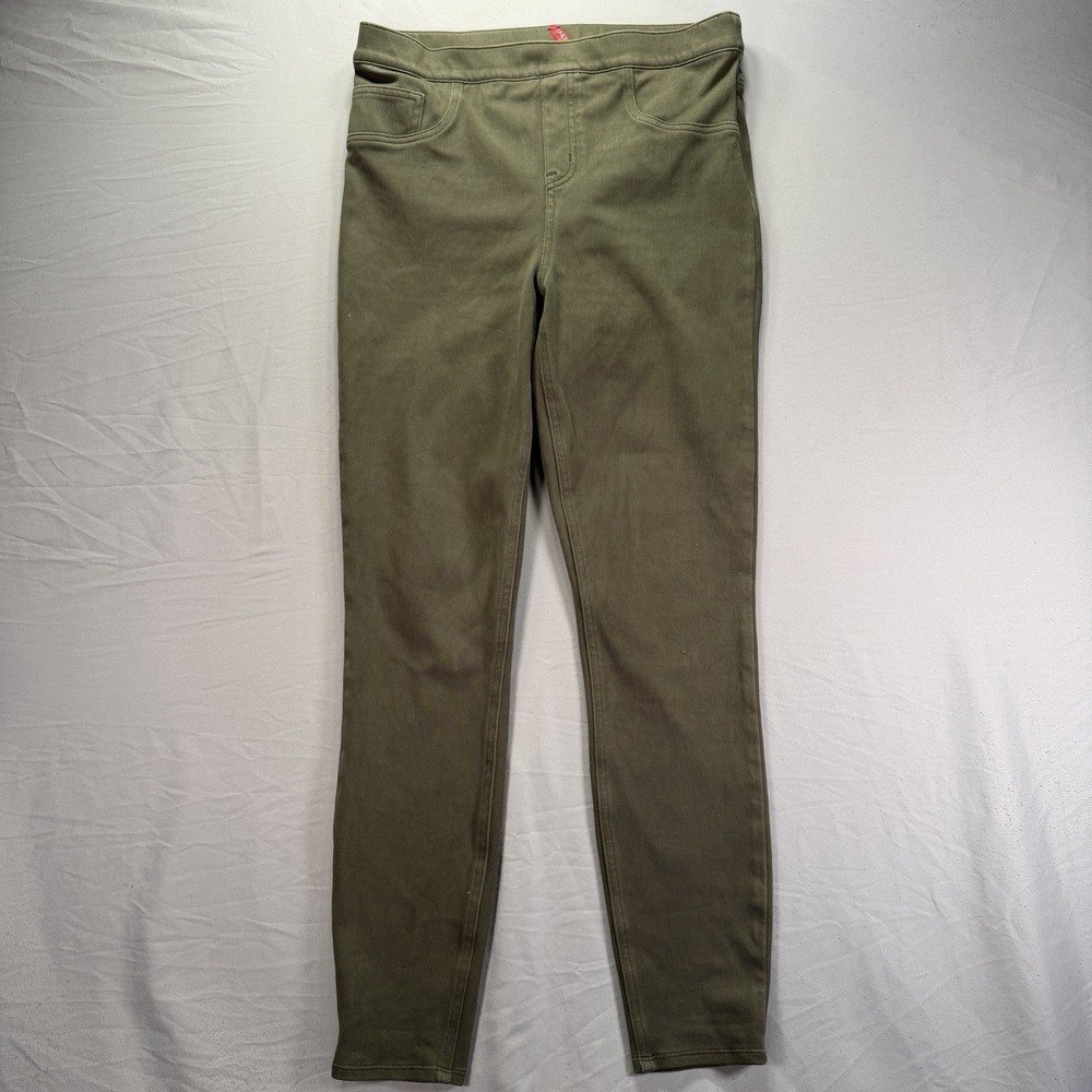 Spanx Pants Womens Large Olive Green Twill Pull On 5 Pocket Stretch Office Work